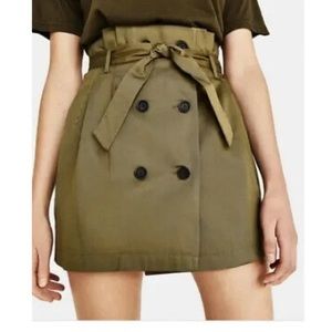 Bershka Olive Green High Waisted Skirt